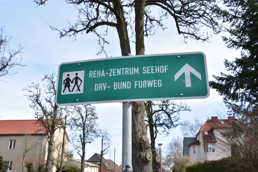 Schild mit Rundweg in Teltow